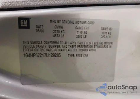 2007 Buick Lucerne Cx из США, поврежденный, VIN 1G4HP57217U129205